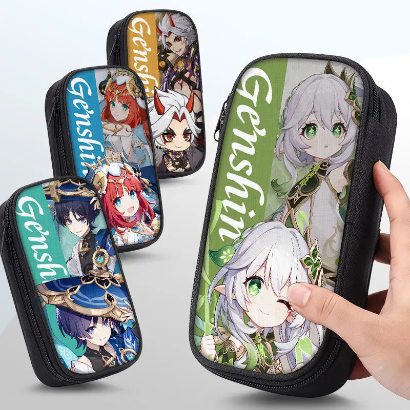 Genshin Impact Case Box For Elementary And Middle School Students Boys Stationery Pencil Bag Large Anime