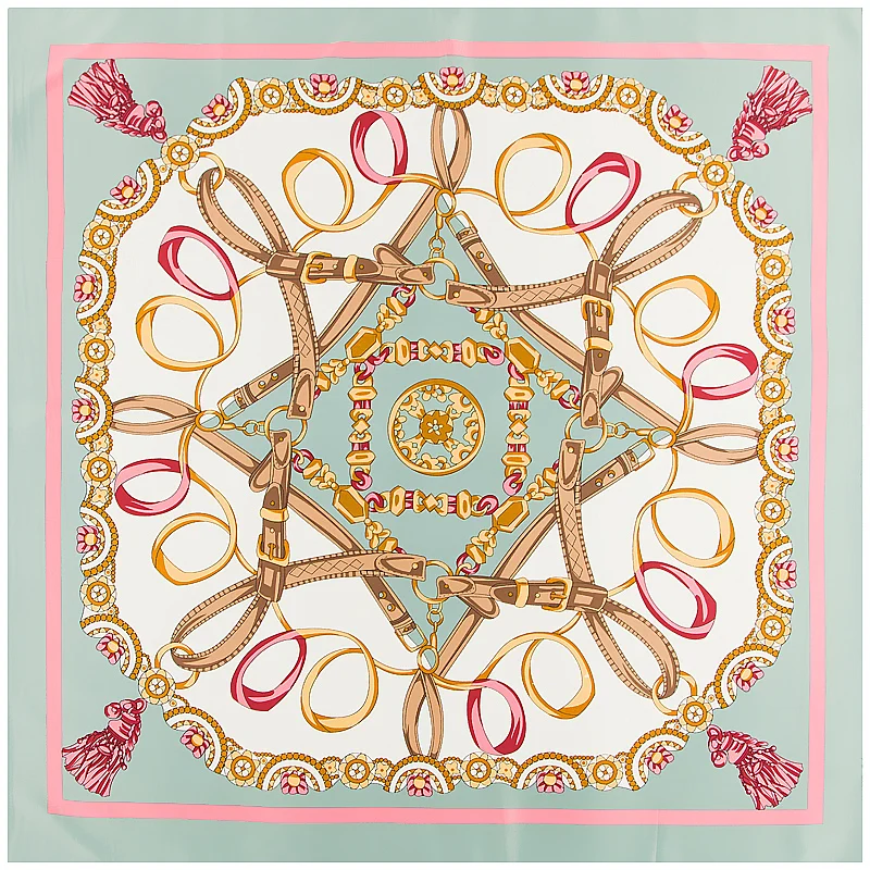 

100% Silk Scarf Women Large Shawls Stoles Hijabs Printed Fashion Square Scarves Echarpes Foulards Femme Wraps Bandana 130*130cm