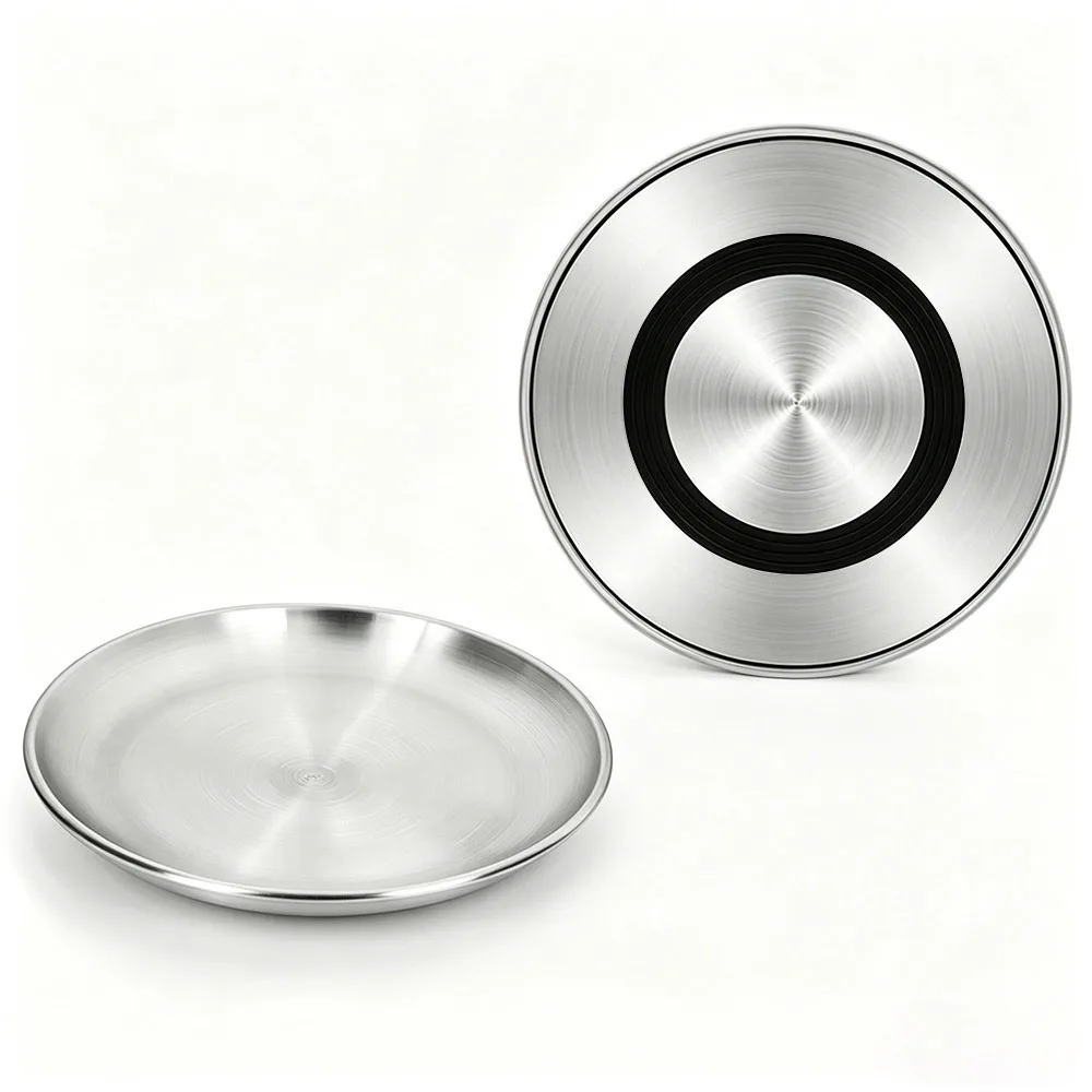 Large Capacity Stainless Steel Pet Bowl Wide Shallow Non-Slip Silicone Base Cat Water Bowls Thickened Rust Resistant Dog Basin