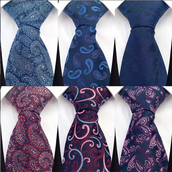 

GUSLESON New Style 8cm Men's Paisley Tie Men's Formal Business Office Wedding Accessories Tie Men's Gift Party Deep purple Blue