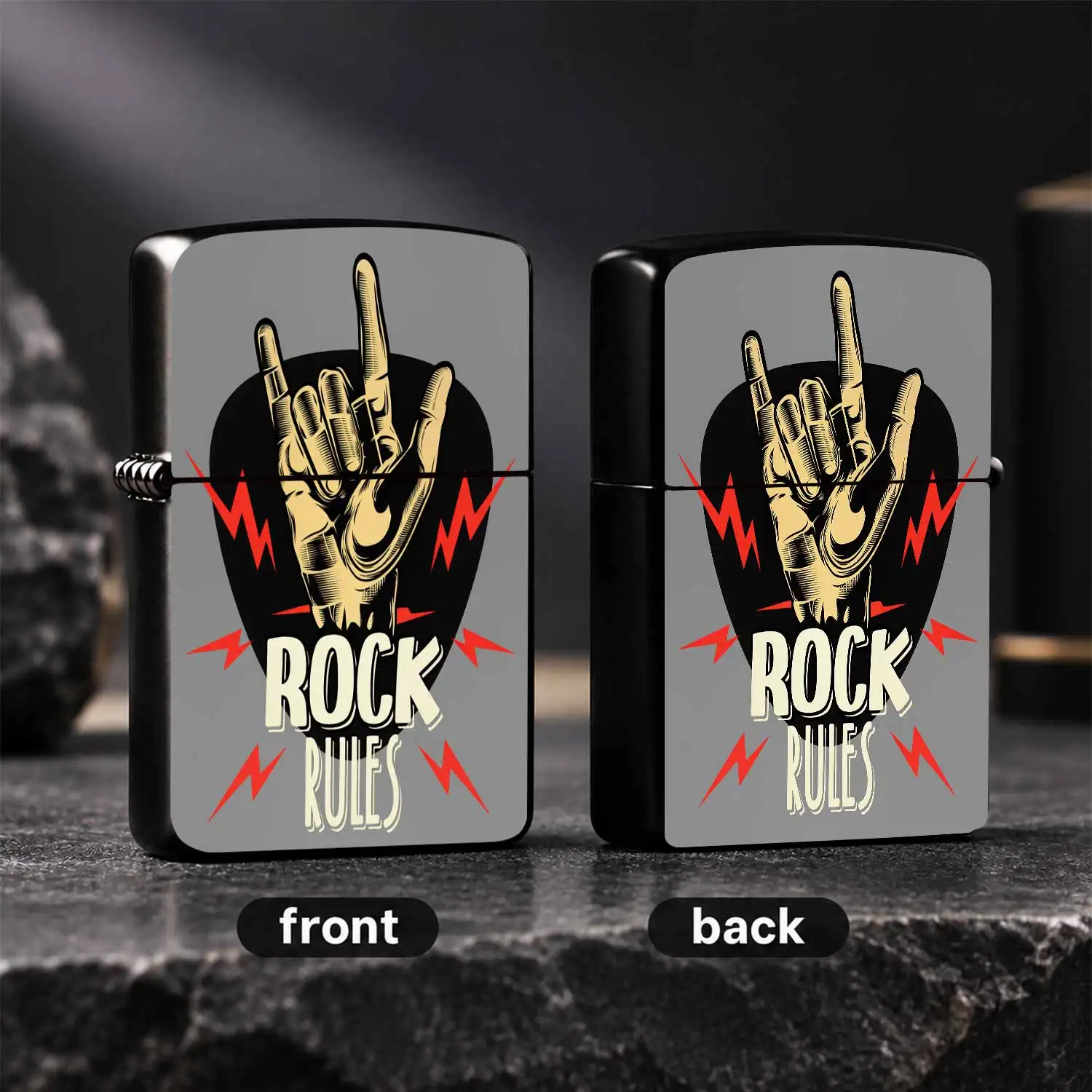 Vintage Rock Themed Lighter, Cool Hand Gesture Graphic Portable Lighter For Daily Use, Outdoor Camping, Gathering, Home Decor, Gifting, Stylish Punk Vibe Accessory For Rocklovers, Lightweight Easy To Carry For All Scena A Humorous And Inter