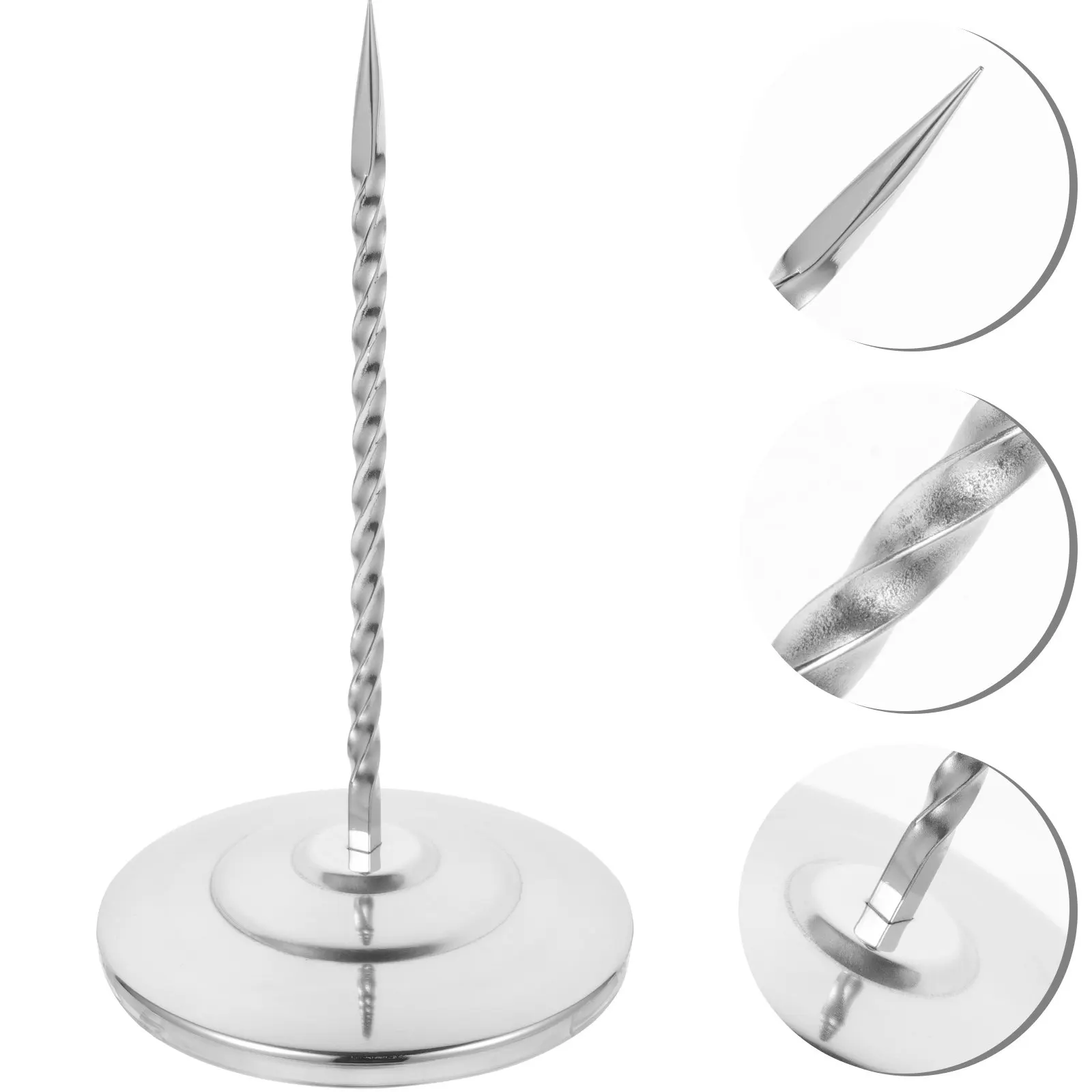 Stainless Steel Receipt Holder Spike Polished Smooth Surface Heavy Base Desktop Bill Organizer for Restaurant Office Kitchen