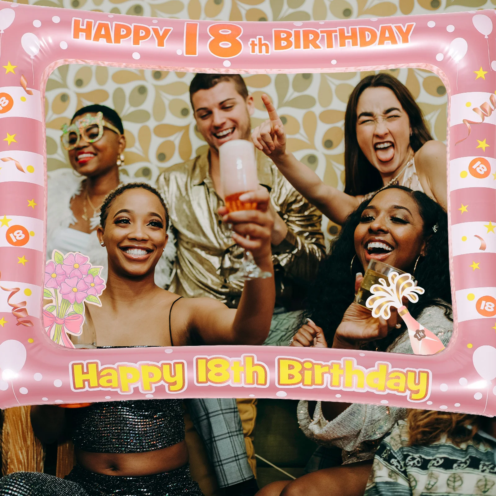 

1Set Inflatable Photo Frame for Party Lightweight 18th Birthday Handheld Photo Booth Props Birthday Party Supplies,