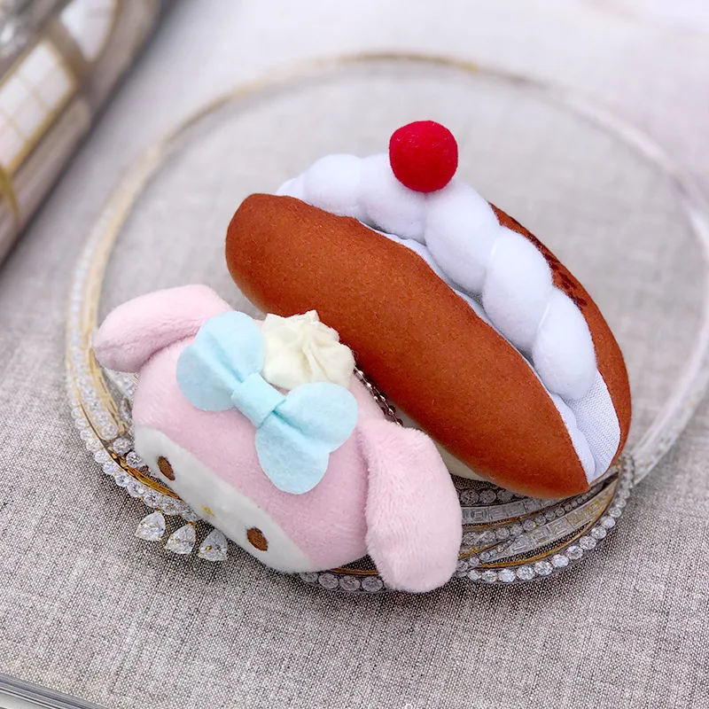 Sanrio Bread Series Plush Doll Keychain Hello Kitty Kuromi Cinnamoroll My Melody Pom Pom Purin Kawaii Stuffed Toy Pendant Gift