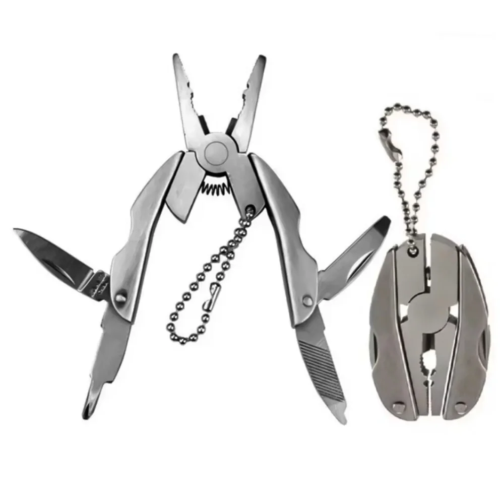 Portable Stainless Steel Multi-Tool Pliers Knife Keychain Screwdriver - Perfect For Outdoor Use!