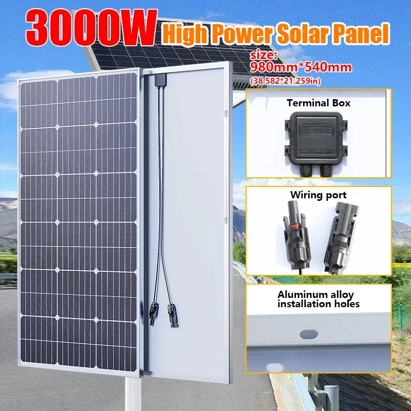 3000W High-Power Photovoltaic Solar Panels Ideal For Household Energy Storage Batteries  Outdoor Device Charging