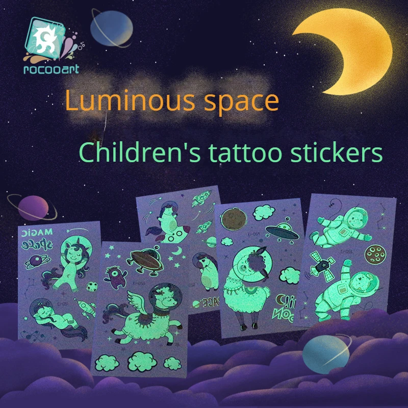 

Waterproof Nightlight Tattoo Cute Aerospace Cartoon Fashion Temporary Tattoo Sticker Party Size:120 * 75mm