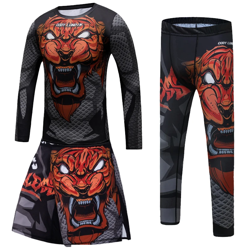 Gyerekek MMA rashguard számára gyerekeknek jiu jitsu t-shirt+pant sportsuit Fiú MMA Sort Öltözés bjj Kick box jerseys Futóverseny sets