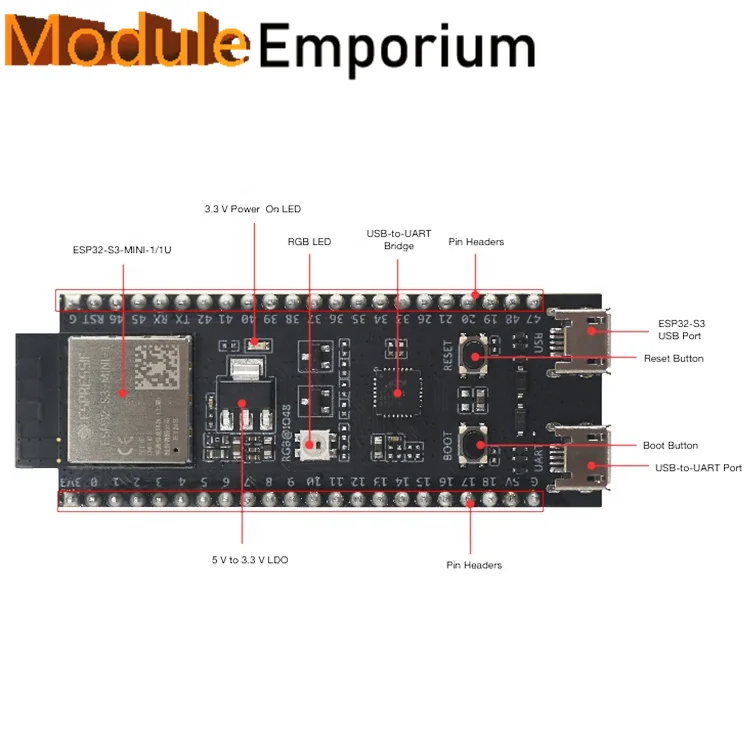 ESPRESSIF 8 Flash ESP32-S3-MINI-1 WIFI BT Module ESP32-S3-DevKitM-1 Development Board