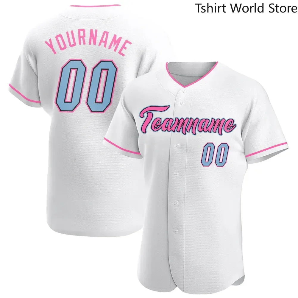 White Miami Vintage Custom Baseball Jersey Shirt 3D Printed for Men and Women Shirt Sport Unisex Tops