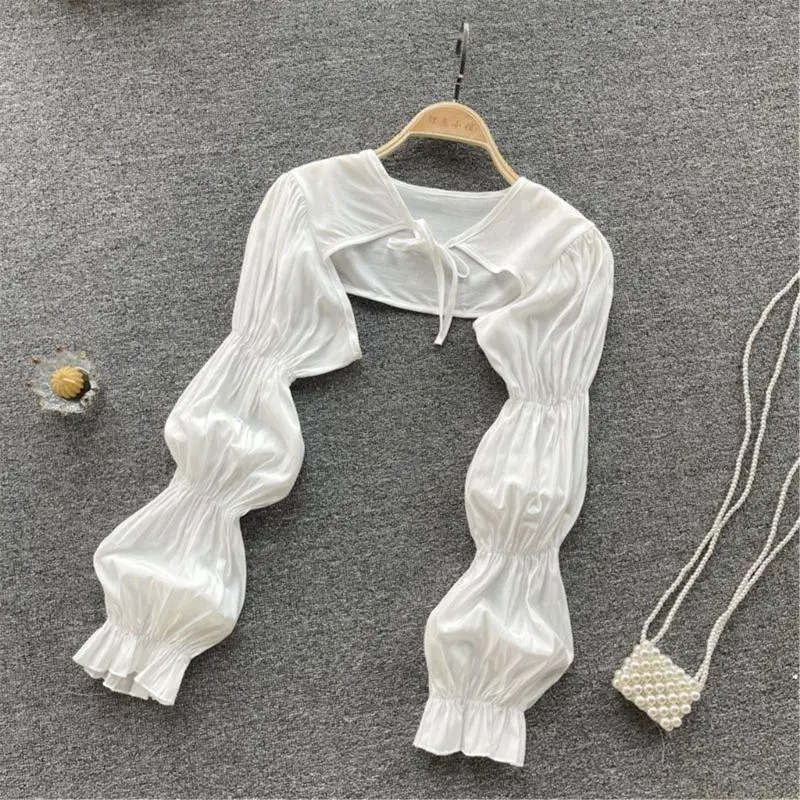 

31BF Long Sleeved Shawl Wrap Female Breathable Thin Shoulder Wrap Sun Protective Wrap