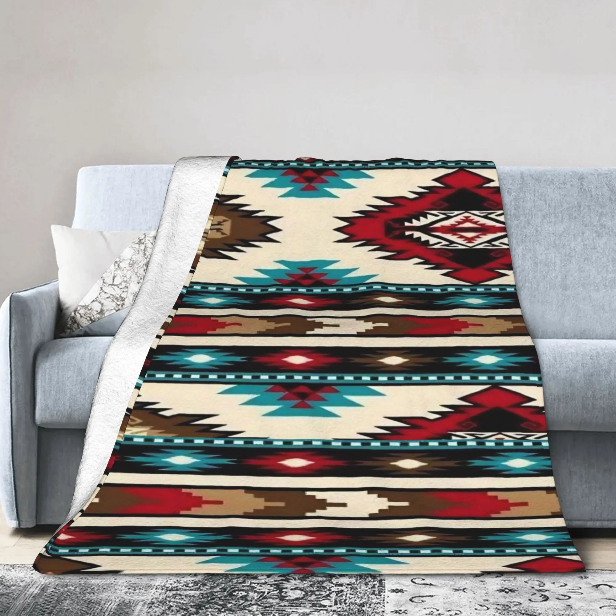 Southwestern Aztec Tribal Blankets Lightweight Thin Fleece Novelty Gifts  Throw Blanket Bedspread
