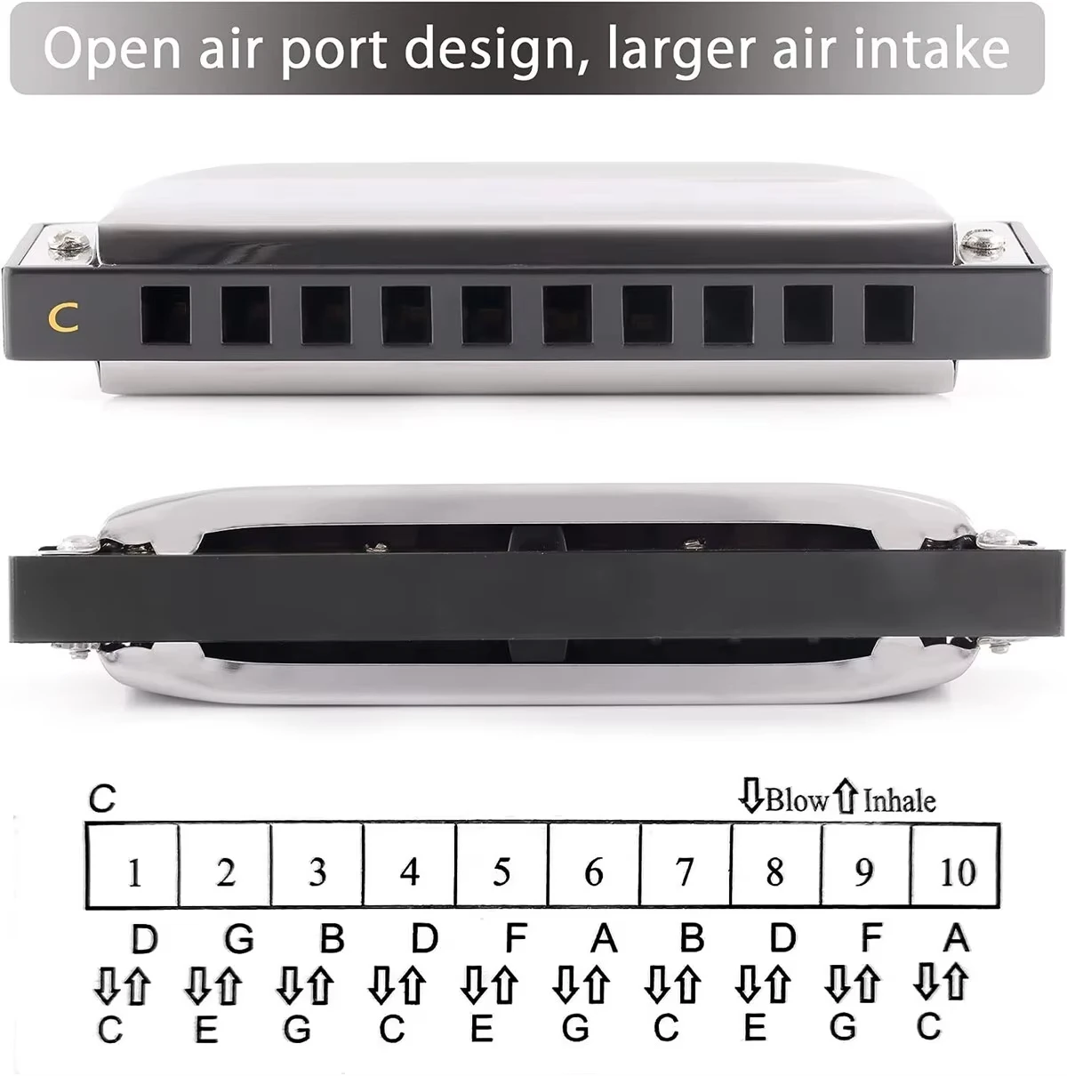 Miwayer Premium Harmonica 10/24 Hole Stainless Steel Brass Mouth Organ with Case for Music Lovers