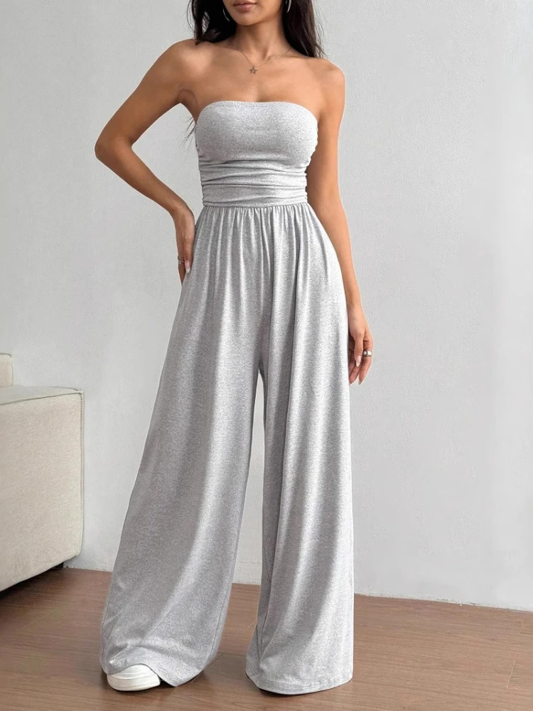 Spring Summer New Leisure Women's Jumpsuit Solid Color Double-Strap Relaxed-Fit Casual Pants Clothing  Jump Suits for Women