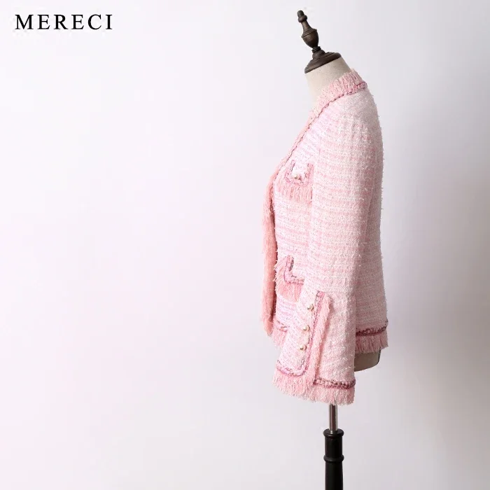 New clearance mixer beauty lay his small sweet wind bare pink big socialite pearl horn sleeve coat