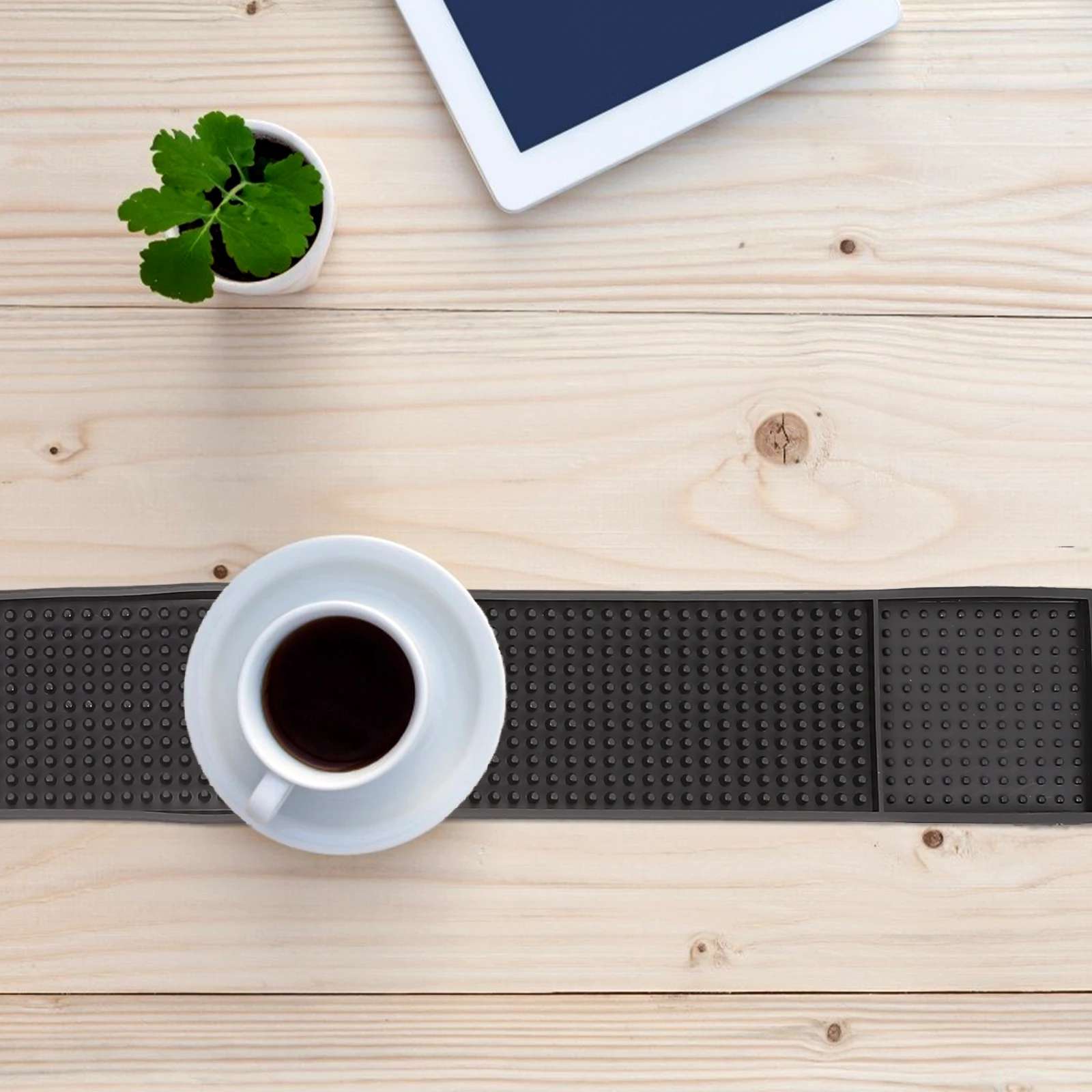 

1Set Non-Slip Bar Mats Thick PVC Spill Mats Black Counter Pads Heat Resistant Bar Table Mat Kitchen Pad