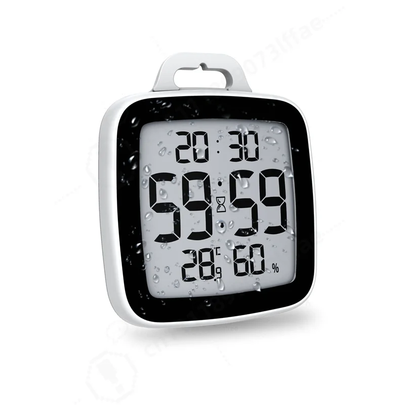 Waterproof Bathroom Clock with Temperature Humidity Countdown Function, Flip Design Wall Mount & Table Standing Digital Clock