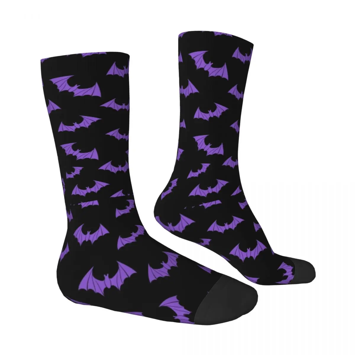 Halloween Bats Stockings Black and Purple Design Kawaii Socks Autumn Anti Bacterial Socks Women Men Skateboard Warm Soft Socks