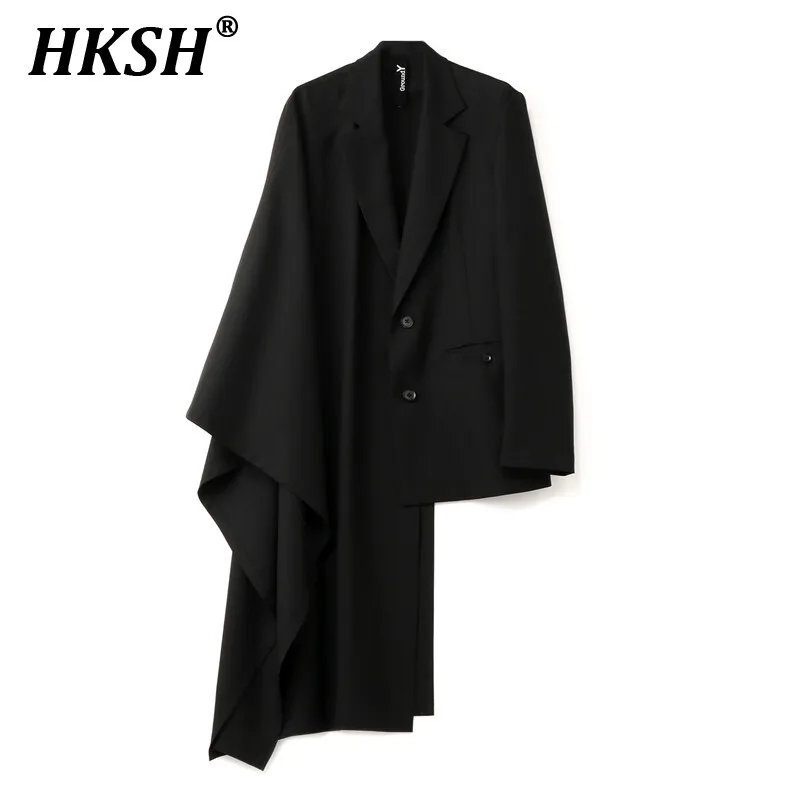 

HKSH Autumn New Men's Tide Dark Chic Blazer Yamamoto Style Asymmetrical Niche Design Streetwear Punk Gothic Japanese Coat HK1988