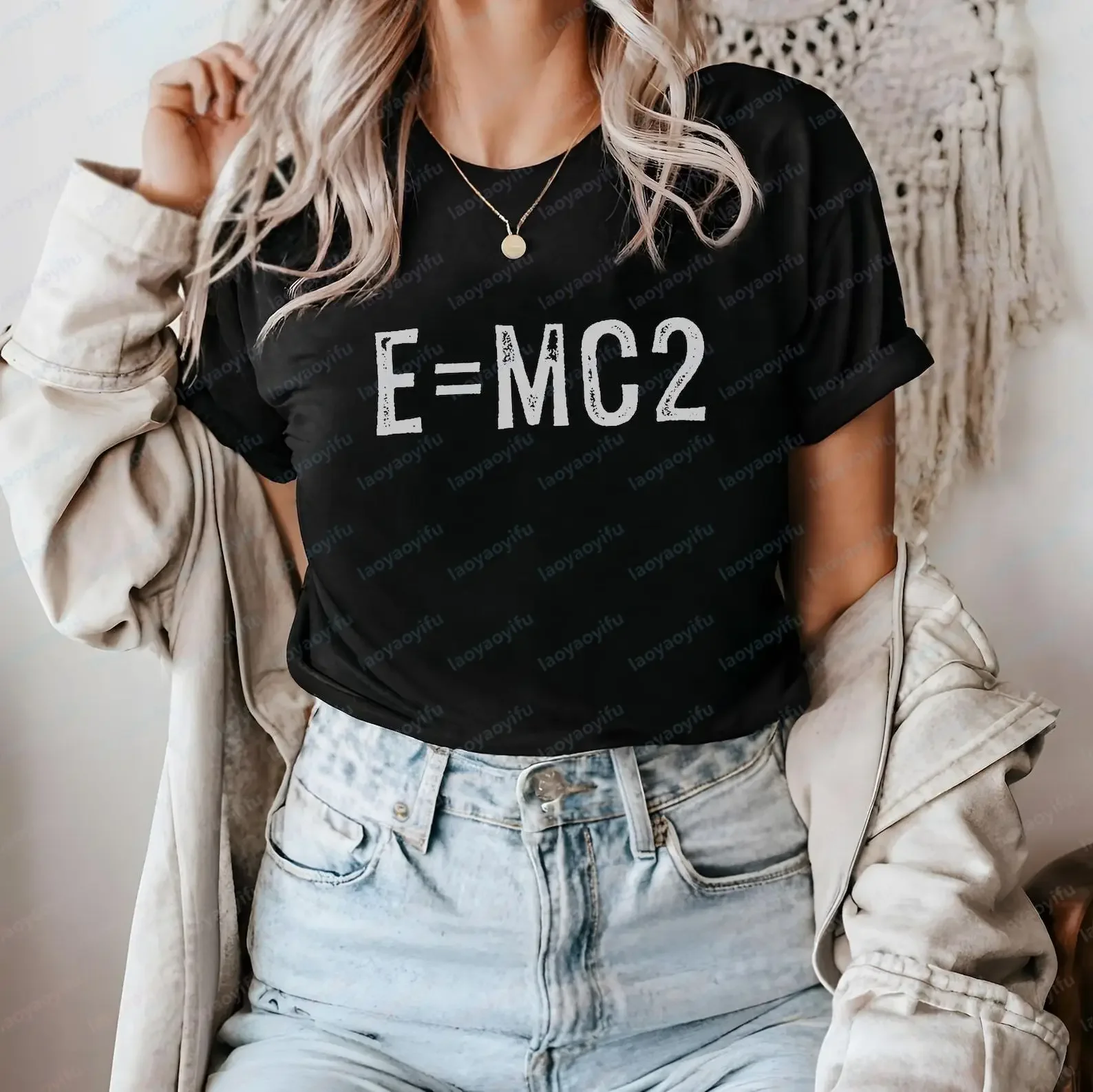 Science E=MC2 Physics Graphic TShirt Casual Fashion Summer Short Sleeve O-neck Man T Shirt Breathe Comfort Y2K Women Clothing