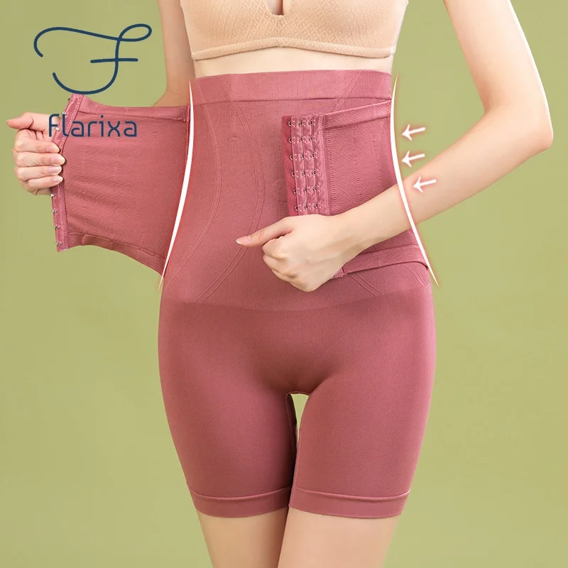 Flarixa Seamless Shapewear High Waist Boxer Waist Trainer Women\'s Corset Breasted Flat Belly Panties Plus Size Body Shaper
