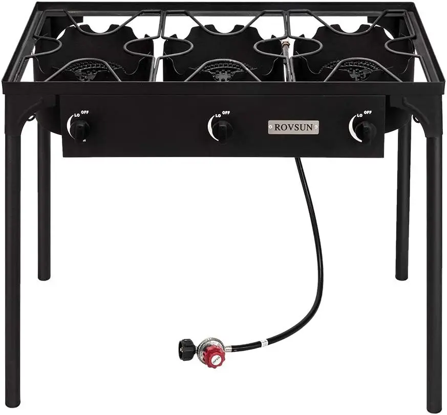 Burner Outdoor Portable Propane Stove Gas Cooker, Heavy Duty Iron Cast Patio Burner with Detachable Stand Legs