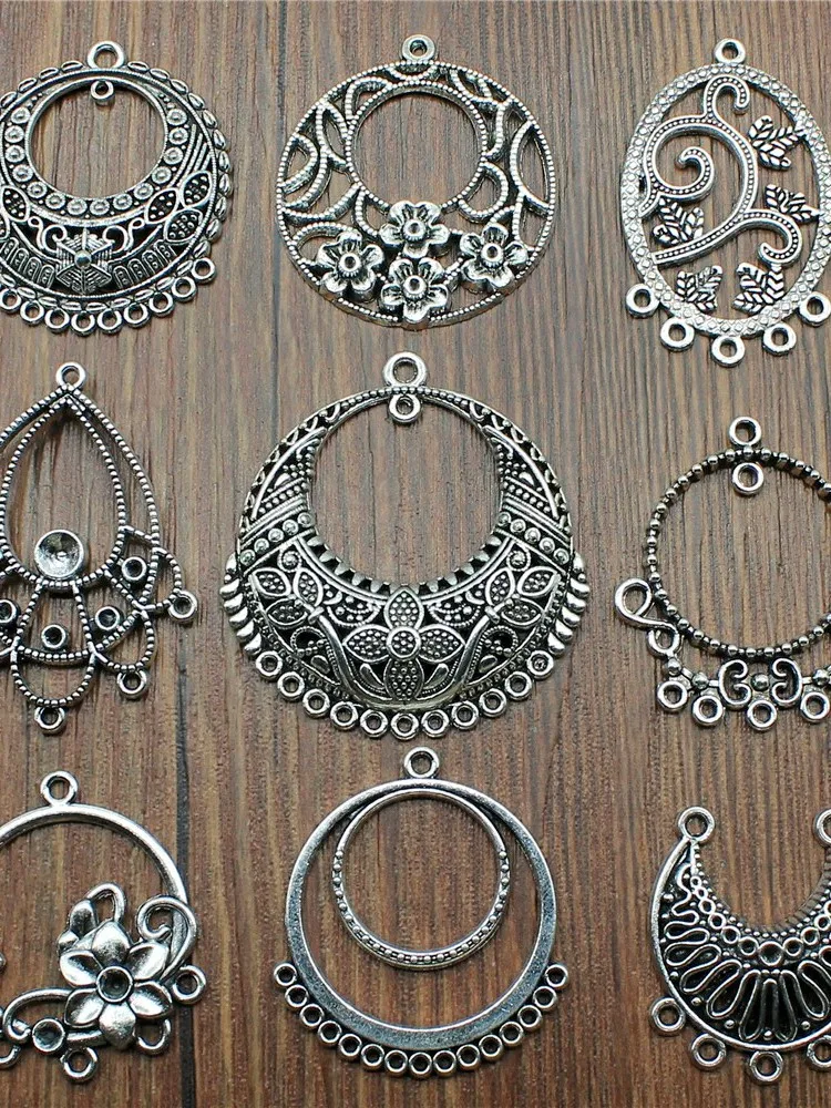 6 sztuk antyczne srebro kolor kolczyk złącze Charms do tworzenia biżuterii Charms kolczyk złącze komponenty do biżuterii DIY — zdjęcie 2