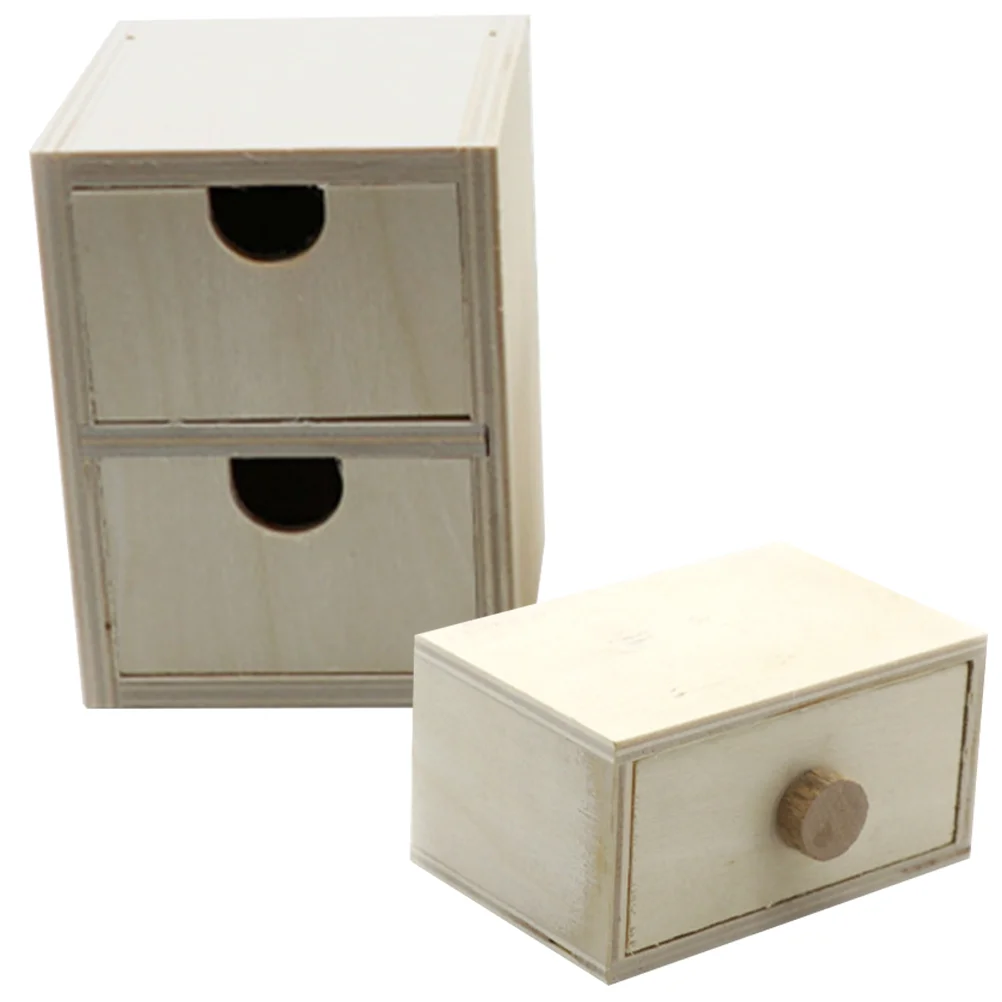 Cajones pequeños de madera sin pintar, cajones pequeños de madera en blanco, cajones pequeños DIY, cajón pequeño en blanco, 2 uds.