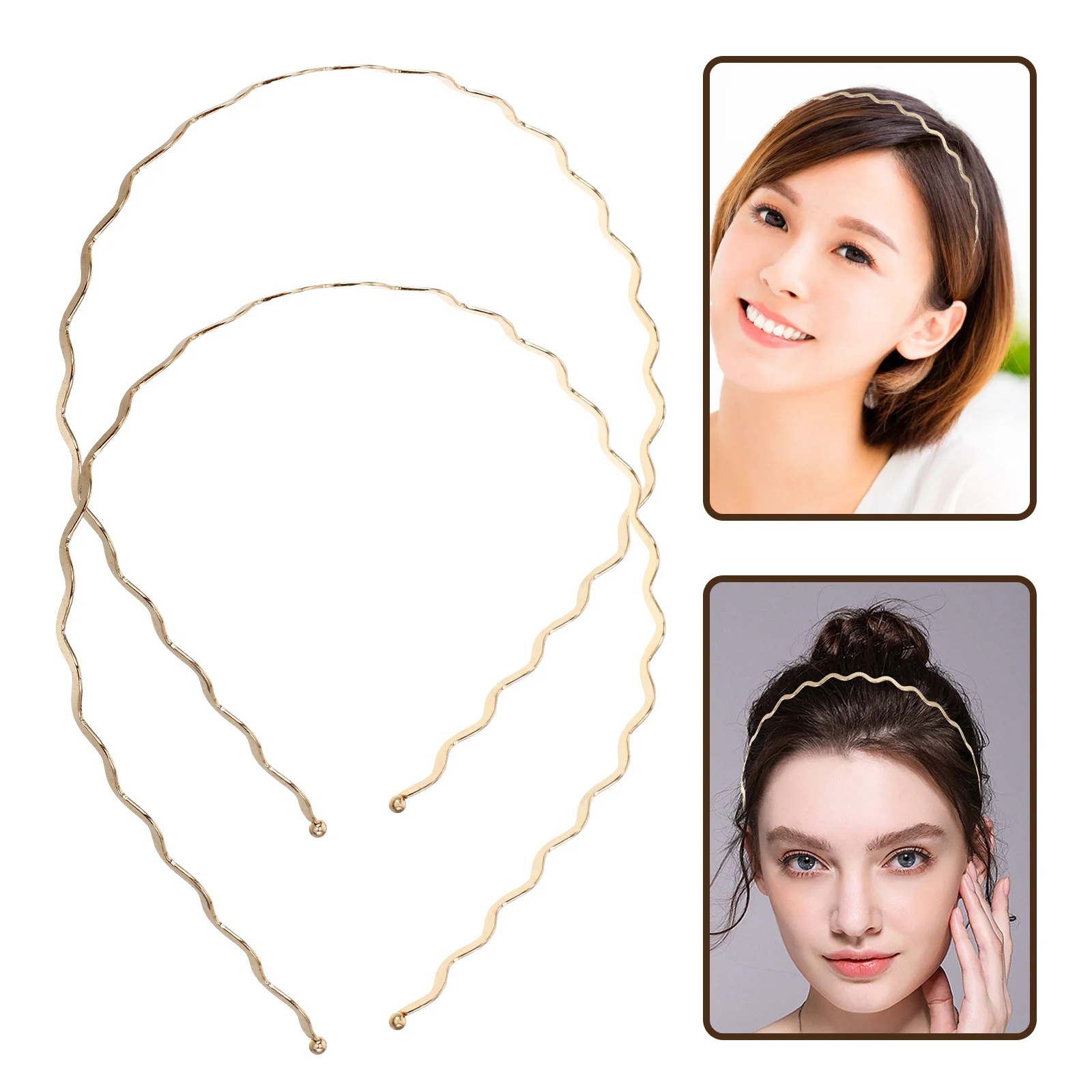 

3Pcs Wavy Headbands Metal Hair Hoops for Women Elegant Thin Crown Bridal Wedding Banquet Christmas Party Hair Accessories Daily