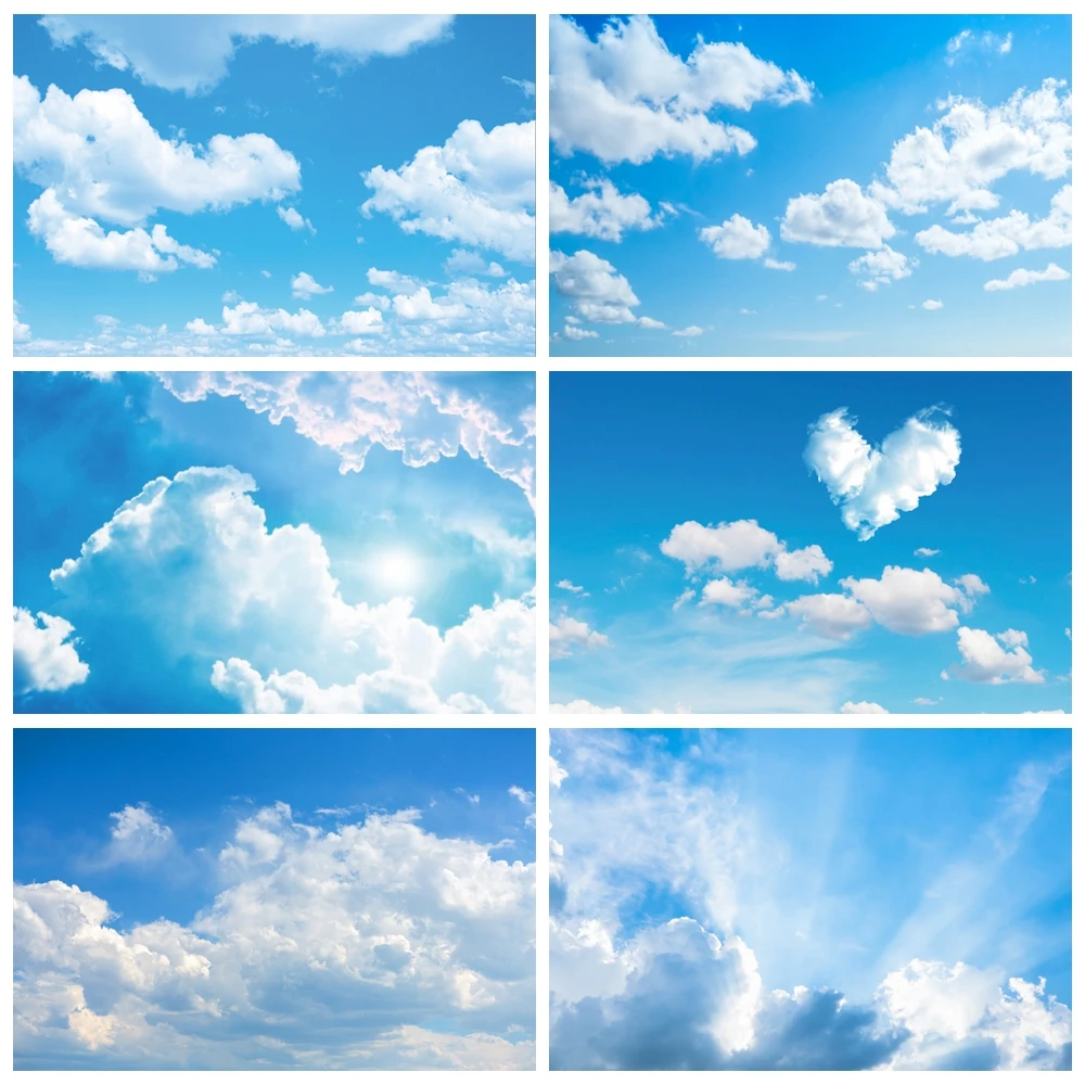 

Blue Sky White Clouds Backdrop Baby Shower Newborn Birthday Party Portrait Photography Background Decor Banner Photo Studio Prop