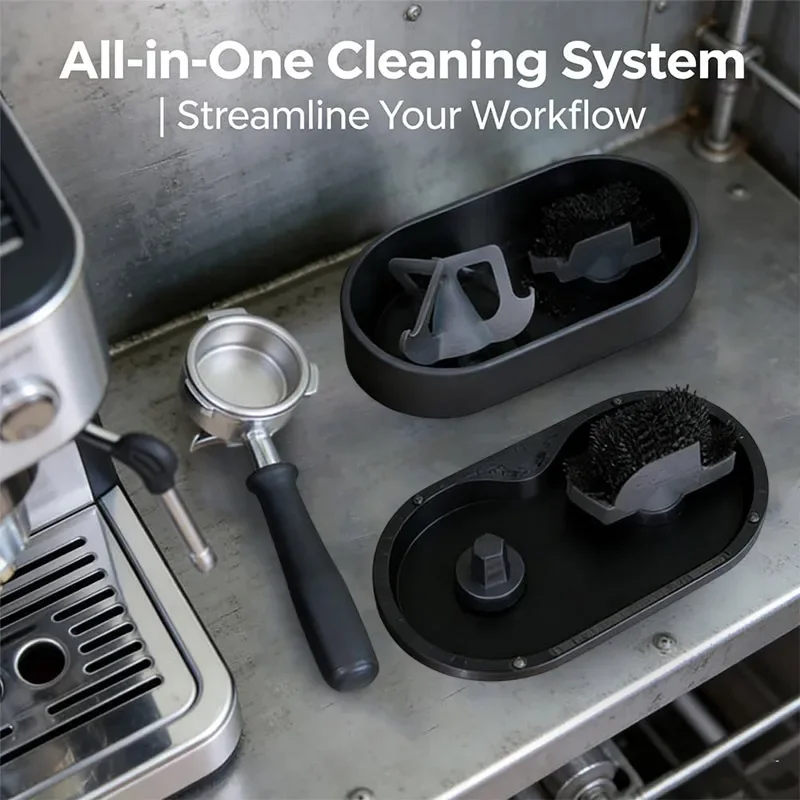 Coffee Portafilter Cleaning Kit, Electric Automatic Knock Box Cleaner, Professional Premium Espresso Clean Stable Holder