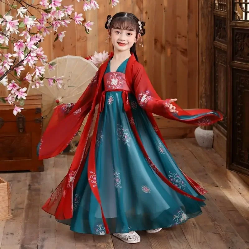 New Girls' Tang Suit Super Fairy Children's Costume Spring and Summer New Chest-Length Ruskirt Guzheng Performance Costume