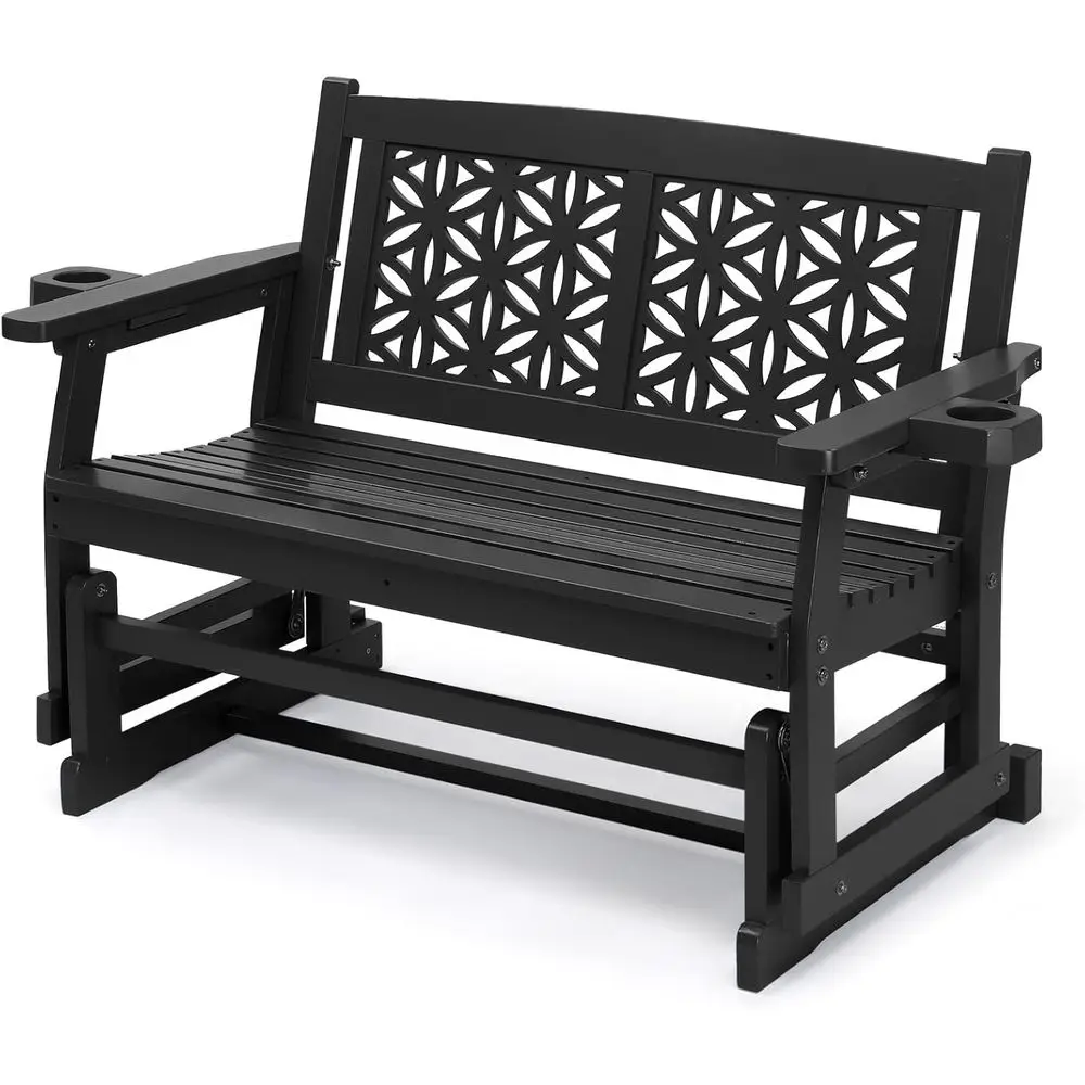 

Уличный шезлонг для взрослых, двухместный шезлонг для патио с подстаканниками, деревянная скамья-шезлонг с цветочным узором на спинке для сада, двора, патио