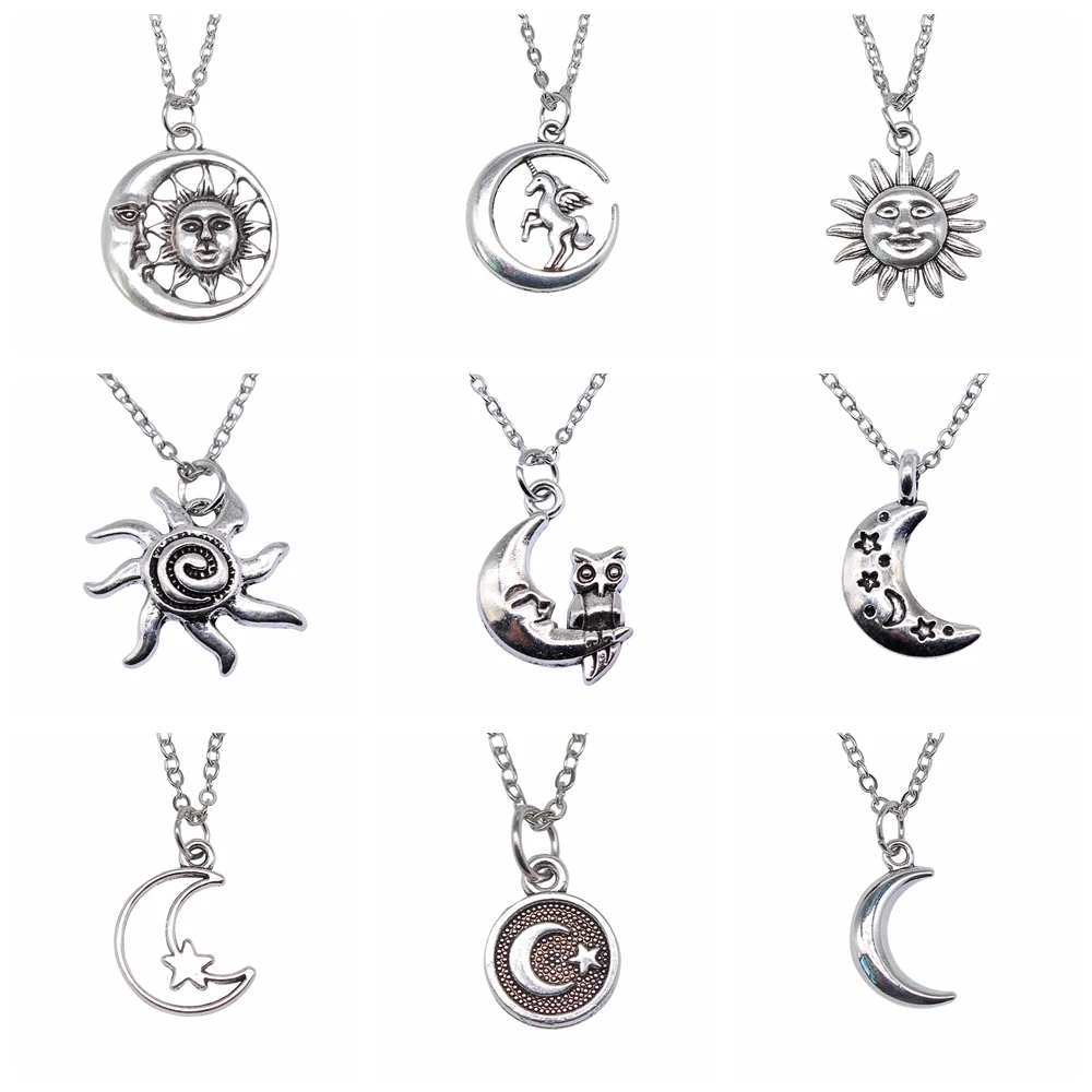 33 Styles Hotsell Lucky Sun Moon Star Pendant Necklace For Girl Women Party Gift Short Chain Choker Necklace Dropshipping