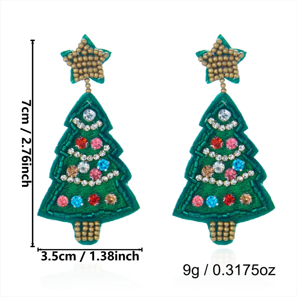 Weihnachtliche Ohrringe in Form eines Hauses mit Reisperlen für Damen, bunte Perlen, Weihnachtsmann, Rentier, Schneeflocke, Baum, Schleifen-Ohrringe, Schmuck. – Detail 5
