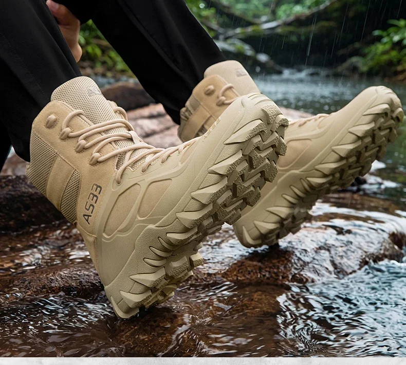 Herren Neue Armee-Stiefel Outdoor Wasserdichte Ultraleichte Arbeits-Taktische Stiefel Schnür-Camping-Stiefel Rutschfeste Hochwertige Wüstenstiefel – Detail 21