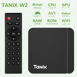 Tanix-スマートTVボックスw2,Android 11, amlogic s905w2, 2 GB,16GB,4GB,32 GB,64GB,av1互換,デュアルWi-Fi,メディアプレーヤー