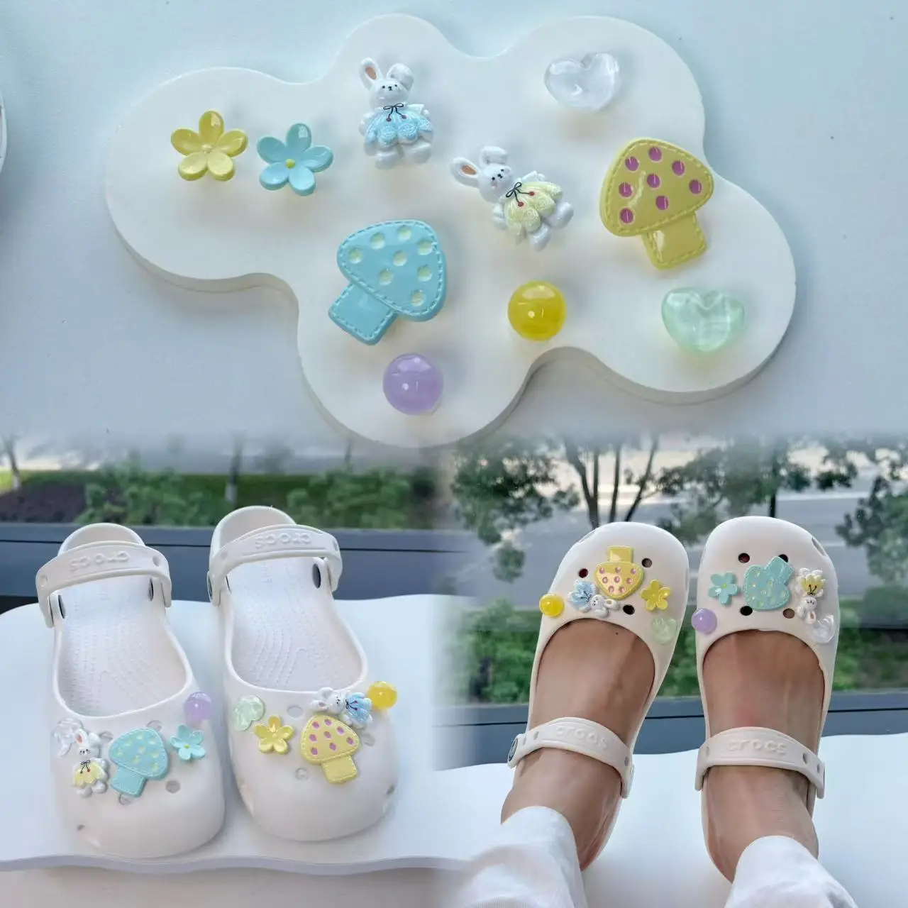 Cute Cartoon Flower Ballet Accessories Summer 2026 Elegant Rhinestore Flowers DIY Hole Shoes Charms Set Decorations