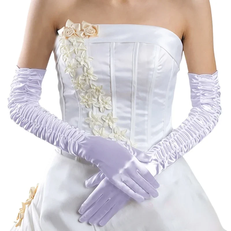 

Перчатки невесты черные свадебные удлиненные на локтях эластичные для атласных солнцезащитных свадебных перчаток