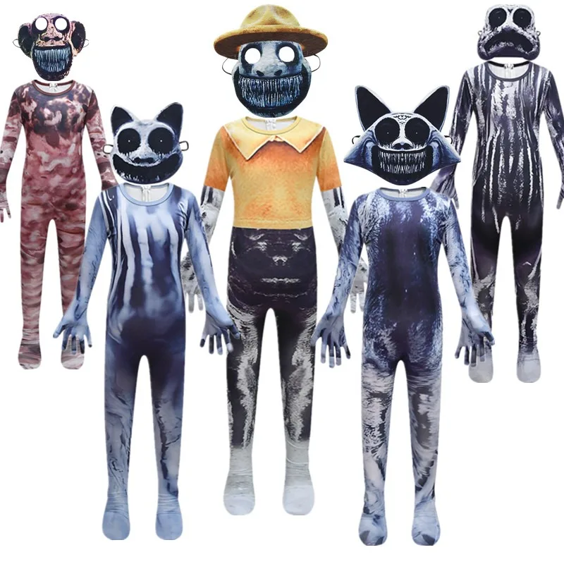 Disfraz de gato guardia de administrador de anomalía del zoológico, juego S-Zoonomaly, mono de gato monstruo, traje de fiesta de Halloween para niños