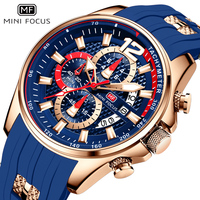 MINI FOCUS Fashion Creative Design Watches Men Quartz Silicone Strap Date Wristwatches for Male Clock with Luminous Hands