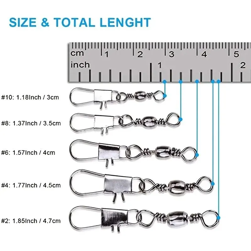 100pcs/set rybaření konektor obrtlíky interlock špendlík špendlík ložisko kolejových otočný drobnost otočný pro fishhook carpa zlákat příslušenství