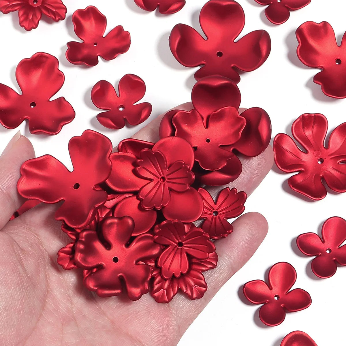 10 stücke 10 Stil Rot Frosed Acryl Blume Perlen Lose Spacer Perlen Für Schmuck Machen Armband Handgemachte Handwerk Diy Zubehör