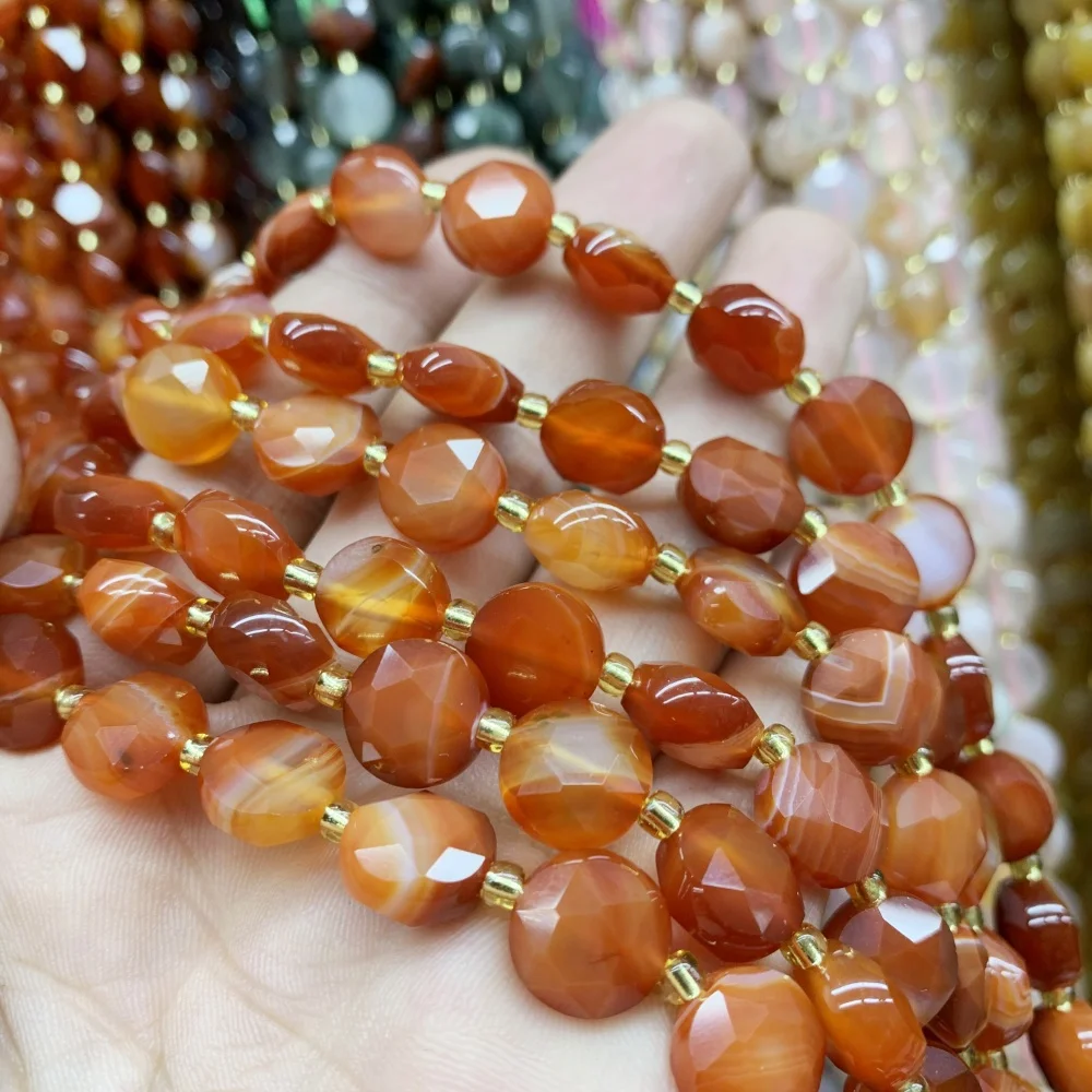 New style Natural 10mm Citrine hexagram circular cutting surface  Loose Bead DIY Earrings Necklace Bracelet Jewelry Making