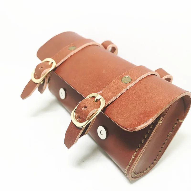

Retro Bicycle Hangback Bag, Vintage Saddle Bag, Bike Block Package, Pure Cowhide, Handmade Tool Bag, E0985
