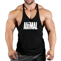 ANIMAL Letter Printed Gym Clothing Mens Bodybuilding Fitness Tank Top Cotton Raceback Stringer Singlets Workout Sleeveless Shirt