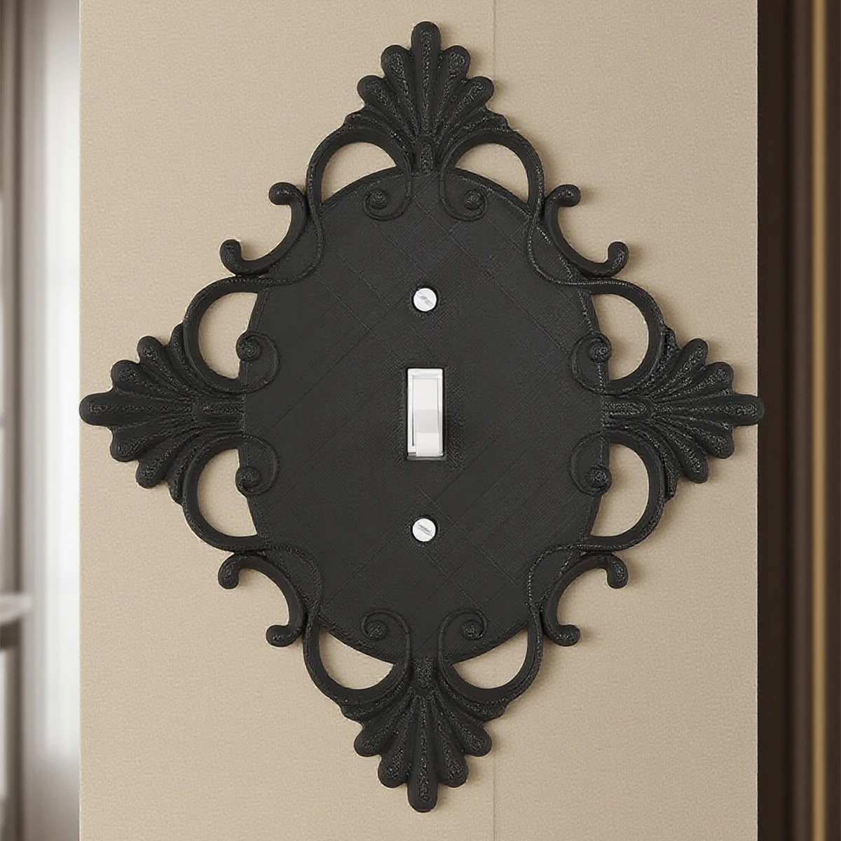 

Cross-border Carved Diamond-shaped Switch Panel Frame, Matte Black Retro Design, Suitable for Overseas Luxury Baroque Home Wall