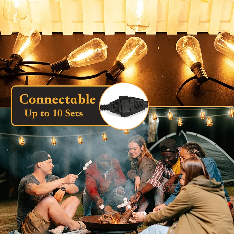 Outdoor LED Light Garland String Lighting E12 Socket 220V 110V Connectable Waterproof Patio Backyard Party Light Street Garland
