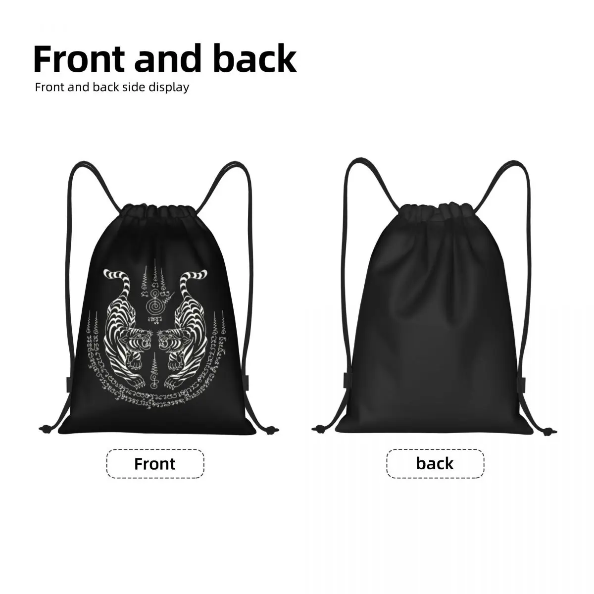 Sac à dos Twin Tiger Sak Yant Tattoo pour hommes et femmes, sac de sport de proximité, sac de sport thaïlandais, sac d'entraînement Muay Thai