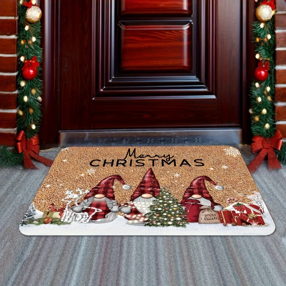 Sparkle Snowflake Welcome Rug Nativity Scene Doormat New Year Winter Area Rug Laundry Room Studio Garage Home Floor Pad